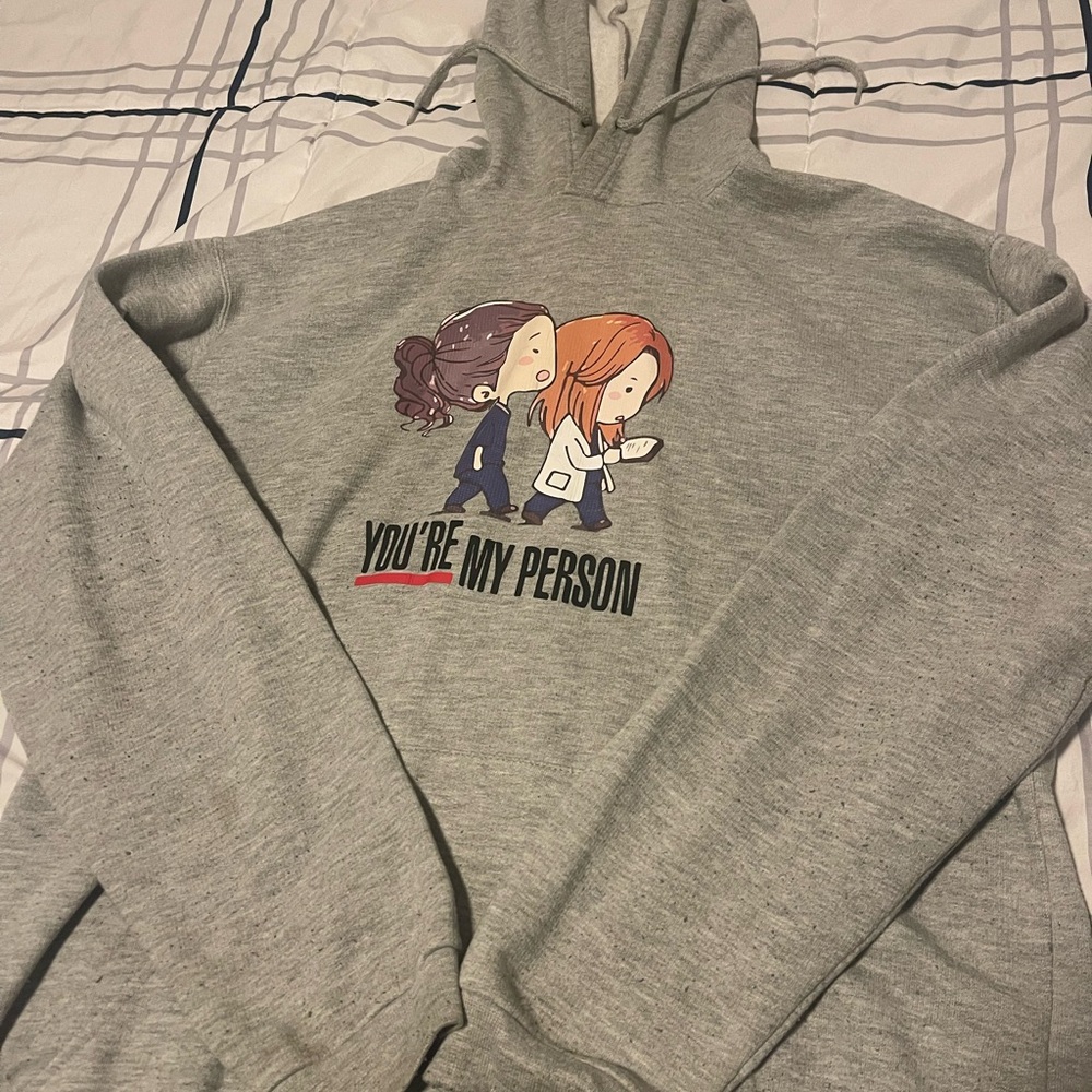 Gray Hoodie with Cartoon Graphic